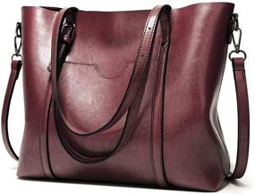 img 4 attached to 👜 Pahajim Leather Shoulder Satchel: Stylish Handbags & Wallets for Women's Totes