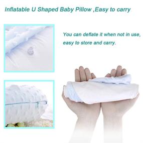 img 1 attached to 👶 Comfy Blue U-Shaped Travel Pillow for Kids: Baby Car Seat Head Support and Airplane Sleeping Aid for Toddlers - Soft Inflate Neck Pillow for Boys and Girls
