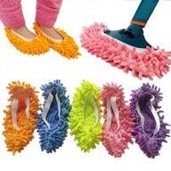 🧦 10 pcs 5 pairs dust duster mop slippers shoes cover - multi-function & washable microfiber foot socks for efficient floor cleaning in home, kitchen, and office logo