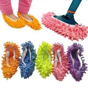 img 4 attached to 🧦 10 PCS 5 Pairs Dust Duster Mop Slippers Shoes Cover - Multi-Function & Washable Microfiber Foot Socks for Efficient Floor Cleaning in Home, Kitchen, and Office