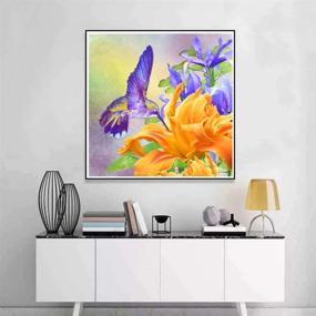 img 2 attached to 🏡 Enhance Your Home with MXJSUA DIY 5D Diamond Painting Full Square Drill Kits – Hummingbird Orange and Purple Attraction (40x40cm)