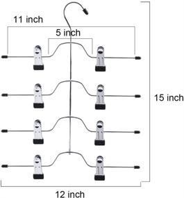 img 2 attached to 👖 Tosnail 4-Pack 4-Tier Trouser Skirt Hanger - Non-Slip Black Vinyl Clips | Efficient Space Saver Organizer for Closet