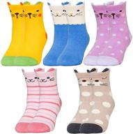 🧦 cute animal cat gift: jewatiby 5 pairs of soft cotton socks for toddler kids and little girls logo