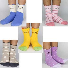 img 1 attached to 🧦 Cute Animal Cat Gift: Jewatiby 5 Pairs of Soft Cotton Socks for Toddler Kids and Little Girls