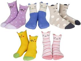 img 2 attached to 🧦 Cute Animal Cat Gift: Jewatiby 5 Pairs of Soft Cotton Socks for Toddler Kids and Little Girls