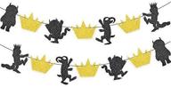 🎉 glittery gold and black wild one birthday party banner - where the wild things are inspired photo decorations logo