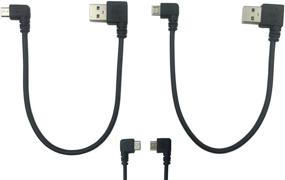 img 4 attached to 🔌 Cerrxian 9-дюймовый комплект кабелей Micro USB с левым и правым угловым Micro USB 5-контактным разъемом для мужчин и USB 2.0 типа A с левым угловым мужским разъемом для передачи данных и зарядного кабеля (черного цвета) (2 штуки) L