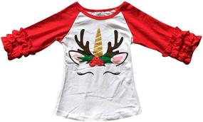 img 1 attached to 🦄 Adorable Little Unicorn Christmas Holiday T Shirt for Stylish Girls' Tops, Tees & Blouses