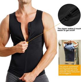 img 2 attached to 👕 MOLUTAN Men's Compression Shirt: Ultimate Belly Slimming Body Shaper Vest for Stomach, Sleeveless Design | Zipper Undershirt Tank Top Shapewear