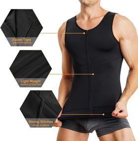 img 1 attached to 👕 MOLUTAN Men's Compression Shirt: Ultimate Belly Slimming Body Shaper Vest for Stomach, Sleeveless Design | Zipper Undershirt Tank Top Shapewear