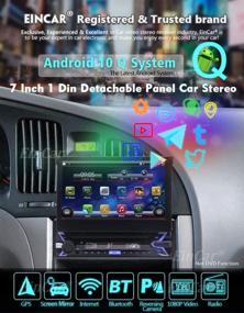 img 3 attached to 🚗 Android 10.0 Car Stereo with Detachable Panel, 7 inch Flip-Out Single Din Touchscreen, Bluetooth, GPS Navigation, Head Unit, 1 Din Video Player, WiFi, Screen Mirror, 32GB ROM+External Mic