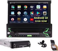 🚗 android 10.0 car stereo with detachable panel, 7 inch flip-out single din touchscreen, bluetooth, gps navigation, head unit, 1 din video player, wifi, screen mirror, 32gb rom+external mic logo
