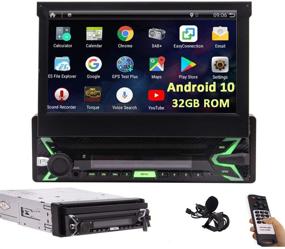 img 4 attached to 🚗 Android 10.0 Car Stereo with Detachable Panel, 7 inch Flip-Out Single Din Touchscreen, Bluetooth, GPS Navigation, Head Unit, 1 Din Video Player, WiFi, Screen Mirror, 32GB ROM+External Mic