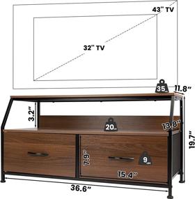 img 2 attached to 📺 CONNOO TV Stand - 2 Fabric Drawers, Storage Shelve, Entertainment Center TV Cabinet, Fabric Dresser Organizer Unit - Metal Frame Cabinet for Living Room, Bedroom