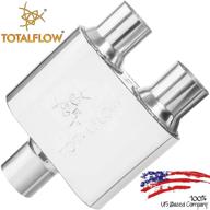 🔊 totalflow 2.5" center in / 2.25" dual out universal muffler - polished 409 stainless steel single chamber logo