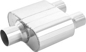 img 1 attached to 🔊 TOTALFLOW 2.5" Center In / 2.25" Dual Out Universal Muffler - Polished 409 Stainless Steel Single Chamber