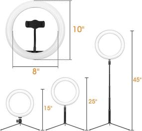 img 2 attached to 📸 Havit 10" Световое кольцо с штативом: Беспроводное светодиодное кольцо для селфи с штативом, держателем телефона и пультом дистанционного управления для фотосъемки, стриминга, подкастинга и макияжа.
