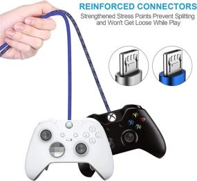 img 2 attached to 🎮 10FT Nylon Braided Charger Cable for Xbox One Controller - 2 Pack: Micro USB 2.0 Charge and Sync Cord for Xbox One S/X, PS4, DualShock 4 Controller, Samsung, Android Phone
