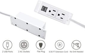 img 1 attached to Wall Mountable Surge Protector Power Strip with USB, 2 AC Outlets, and 2 USB Charging Ports – Kungfuking Power Strip Extension Cord, 6.56 FT with Flat Plug (White)