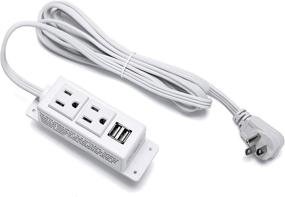 img 4 attached to Wall Mountable Surge Protector Power Strip with USB, 2 AC Outlets, and 2 USB Charging Ports – Kungfuking Power Strip Extension Cord, 6.56 FT with Flat Plug (White)