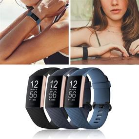 img 1 attached to 📱 COLAPOO Charge 3 Bands – 3-Pack Silicone Bands for Fitbit Charge 3/4 – Black, Navy Blue, & Slate (Small Size)