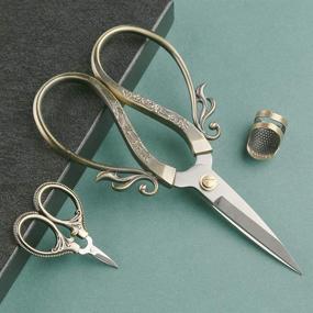 img 2 attached to 🧵 Set of 3 Vintage European Design Embroidery Scissors - Sharp Tip, Stainless Steel Sewing Scissors with Thimble - Ideal DIY Tools for Dressmaking, Fabric Crafts, Embroidery, and Needlework