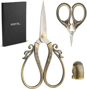 img 4 attached to 🧵 Set of 3 Vintage European Design Embroidery Scissors - Sharp Tip, Stainless Steel Sewing Scissors with Thimble - Ideal DIY Tools for Dressmaking, Fabric Crafts, Embroidery, and Needlework