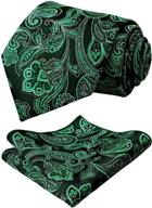 👔 green men's paisley necktie with matching hanky - neck accessories set in ties, cummerbunds & pocket squares logo