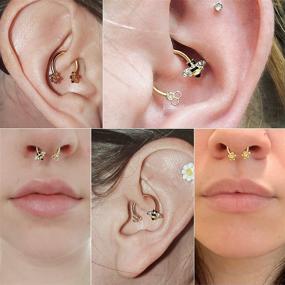 img 3 attached to JEWSEEN 2PCS Septum Ring 16G 316L Surgical Steel: Cute Bee Cartilage Earring Hoop Nose Ring, Captive Bead Rings for Tragus, Daith, Rook, Helix Piercings - Stylish Piercing Jewelry