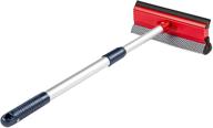 🧼 dsv standard pro window squeegee & cleaner - dual side blade rubber & sponge, aluminum telescopic pole 47-74cm & 18-30" - for gas station, glass, shower, windshield logo