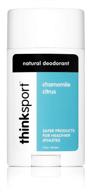 🍃 thinksport deodorant: chamomile citrus (2.9 oz) - odor protection in refreshing blue, white, black formula logo