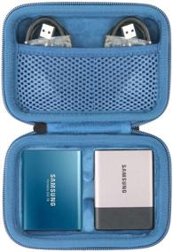 img 4 attached to 📦 Protective Hard Travel Case for Samsung T3 T5 Portable SSDs (250GB, 500GB, 1TB, 2TB) - by co2CREA (2-in-1 Case + Inside Blue)