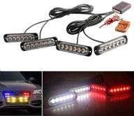 xtauto led warning strobe light: 4-in-1 car truck emergency flashing police bar | sync feature | 24 led | surface mount | wireless remote control | red white logo