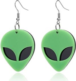 img 4 attached to 👽 TIANBANGSHI Cute Funny Cartoon Green Spaceman Head Earrings Creative Unique Acrylic Alien Head Resin Dangle Drop Earrings Exaggerated Punk Jewelry for Women Girls