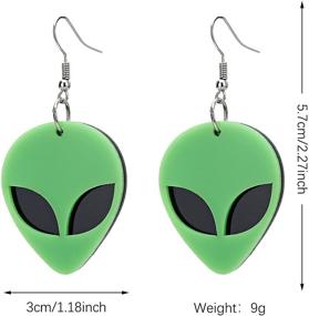 img 3 attached to 👽 TIANBANGSHI Cute Funny Cartoon Green Spaceman Head Earrings Creative Unique Acrylic Alien Head Resin Dangle Drop Earrings Exaggerated Punk Jewelry for Women Girls