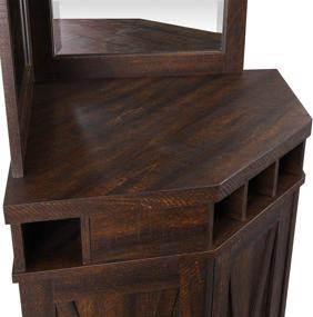 img 1 attached to 🍷 Stylish Mahogany Corner Bar Unit with Wine Rack and Cabinet - Perfect for Home Entertaining