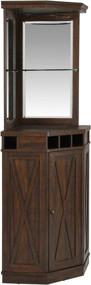 img 2 attached to 🍷 Stylish Mahogany Corner Bar Unit with Wine Rack and Cabinet - Perfect for Home Entertaining