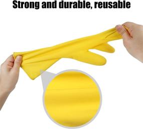 img 1 attached to 🧤 Yellow Rubber Cleaning Gloves: Waterproof, Reusable, 3 or 6 Pairs for Household and Kitchen Dishwashing