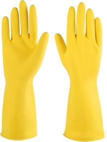 img 4 attached to 🧤 Yellow Rubber Cleaning Gloves: Waterproof, Reusable, 3 or 6 Pairs for Household and Kitchen Dishwashing