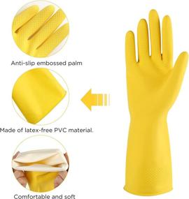 img 2 attached to 🧤 Yellow Rubber Cleaning Gloves: Waterproof, Reusable, 3 or 6 Pairs for Household and Kitchen Dishwashing