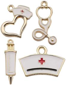 img 2 attached to 🏥 32pcs Gold Plated Enamel Nurse Charms - Stethoscope, Syringe, Cap Hat for Jewelry Making and Crafting - Findings Accessory for DIY Necklace, Bracelet - WOCRAFT Medical Nurse Charms (M430)