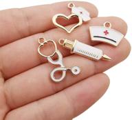 🏥 32pcs gold plated enamel nurse charms - stethoscope, syringe, cap hat for jewelry making and crafting - findings accessory for diy necklace, bracelet - wocraft medical nurse charms (m430) logo