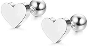 img 3 attached to Stunning Set of Fephant Heart-shaped, Star, Moon, and Spiral Earrings: 6 Pairs of Stainless Steel Ear Studs