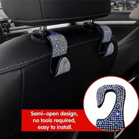 img 3 attached to LivTee Colorful Crystal Bling Rhinestone Car Back Seat Headrest Hooks - 4 Pack