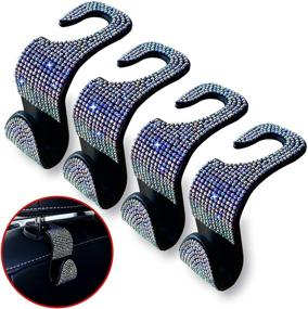 img 4 attached to LivTee Colorful Crystal Bling Rhinestone Car Back Seat Headrest Hooks - 4 Pack