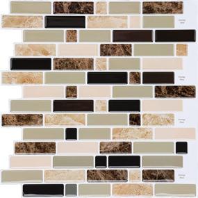 img 3 attached to 🏡 COLOMARB 10-Sheet Peel and Stick Tile Backsplash, 12"x12" Premium Kitchen Backsplash Tile, Peel and Stick, Marble Design, Brown Yellow Black