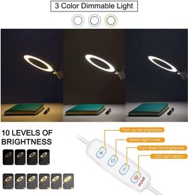img 2 attached to Versatile Magnifying Glass with Light: 2-in-1 Lamp with Clamp & Base, 3 Color Modes, 10 Stepless Dimmer - Ideal for Home Office, Repair, Craftsmanship, Workbench, and Hobbies