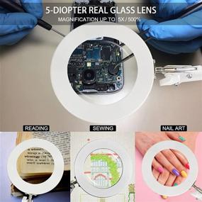 img 1 attached to Versatile Magnifying Glass with Light: 2-in-1 Lamp with Clamp & Base, 3 Color Modes, 10 Stepless Dimmer - Ideal for Home Office, Repair, Craftsmanship, Workbench, and Hobbies