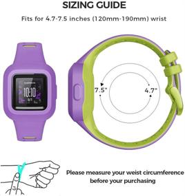 img 1 attached to 🌈 Ремешки NotoCity для Garmin Vivofit Jr. 3 - Мягкие силиконовые браслеты для детей, сменные ремешки для мальчиков и девочек - Ярко-фиолетово-зеленые