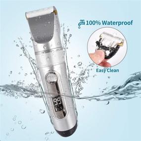 img 2 attached to 💈 KERUITA Electric Hair Clippers for Men: Quiet, Cordless, Rechargeable Trimmers Set with LED Display, Waterproof Barber Kit - Includes Hairdressing Cape (Silver)
